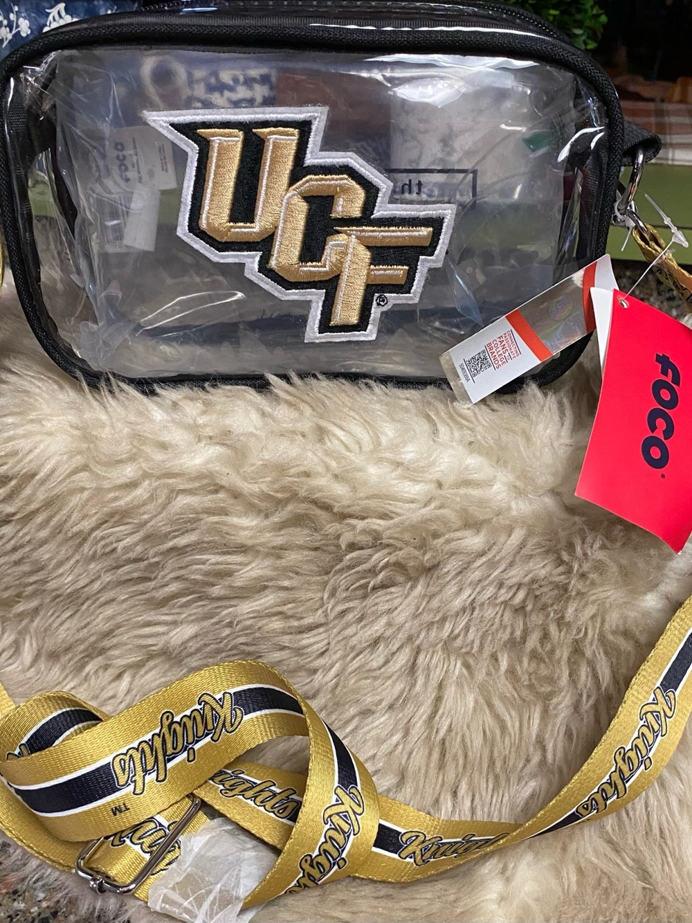 UCF Stadium NWT Clear Crossbody Bag with Gold UCF Logo and Black Trim - Picture 2 of 6